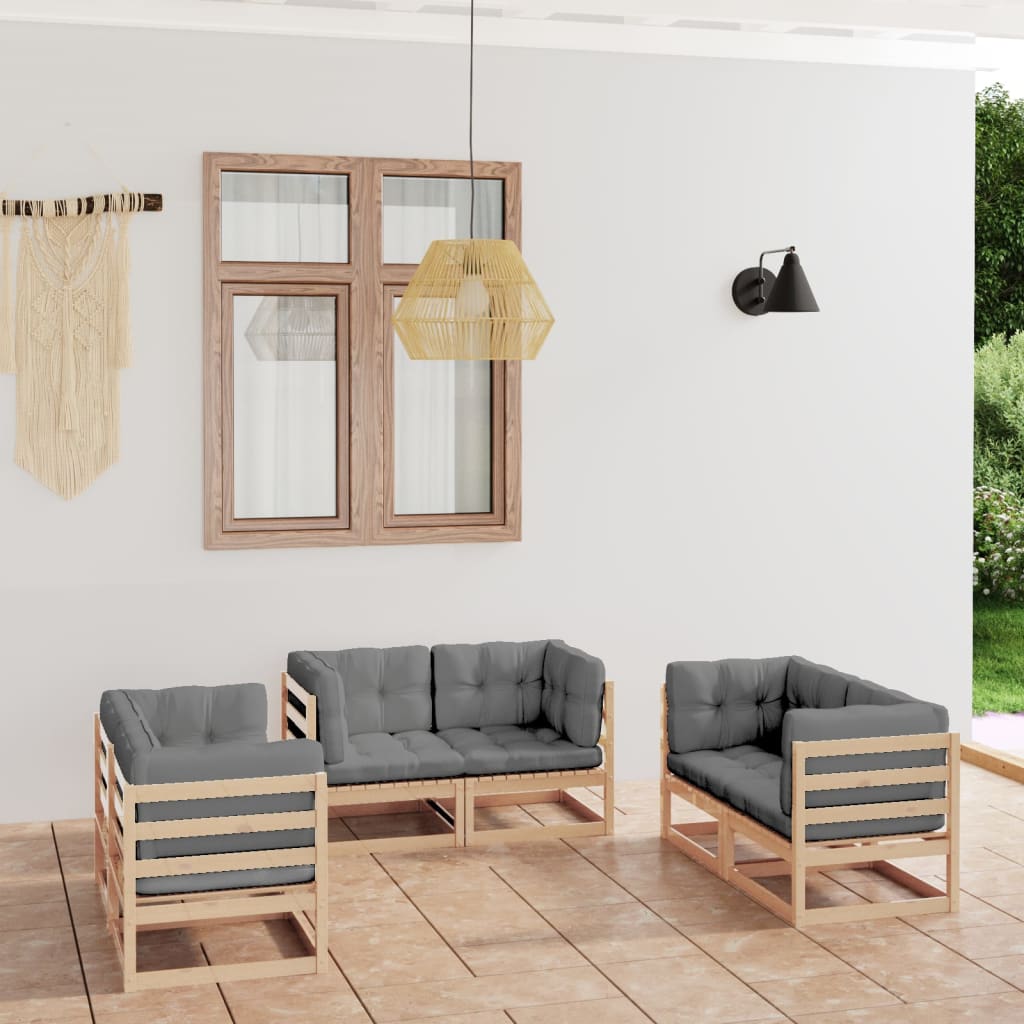 Set Mobilier De Grădină, 6 Piese, , Lemn Masiv De Pin