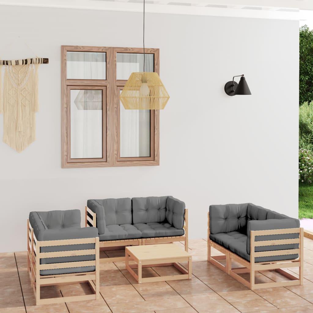 Set Mobilier De Grădină, 7 Piese, , Lemn Masiv De Pin