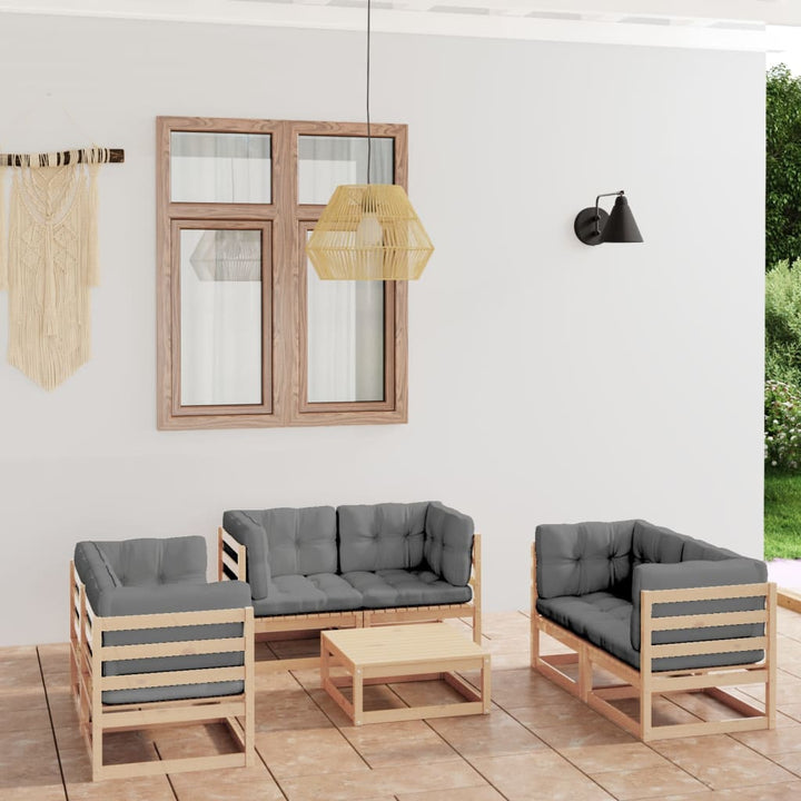 Set Mobilier De Grădină, 7 Piese, , Lemn Masiv De Pin