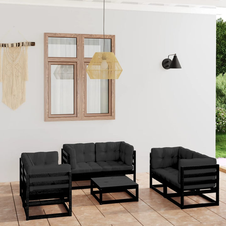Set Mobilier De Grădină, 7 Piese, , Lemn Masiv De Pin