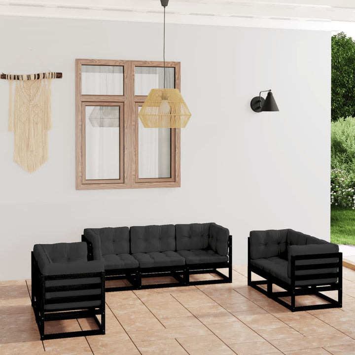 Vixl Set Mobilier De Grădină Cu Perne, 7 Piese, Lemn Masiv De Pin