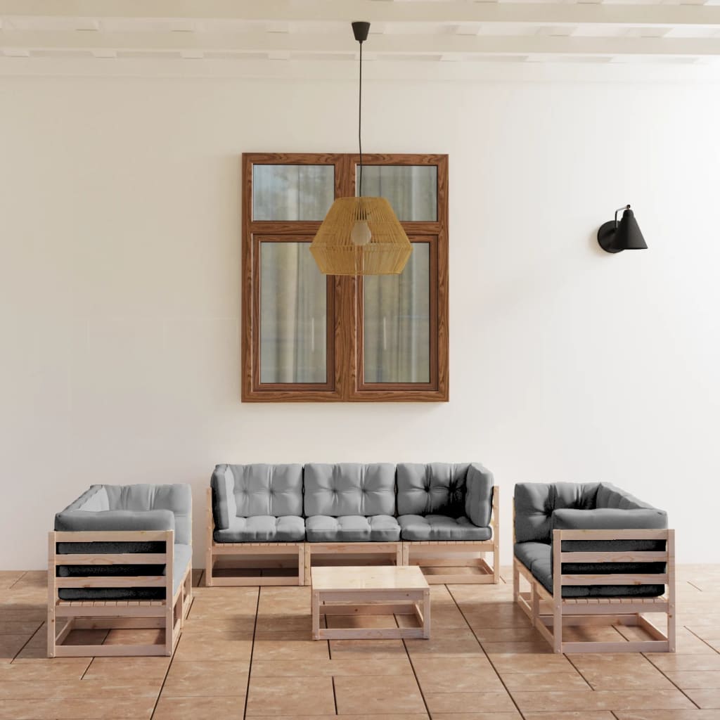 Set Mobilier De Grădină, 8 Piese, , Lemn Masiv De Pin