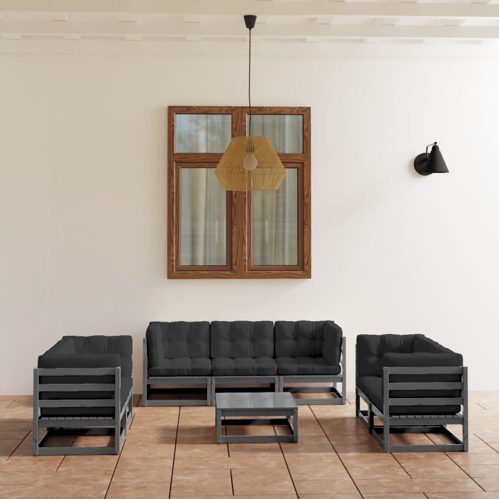 Set Mobilier De Grădină, 8 Piese, , Lemn Masiv De Pin