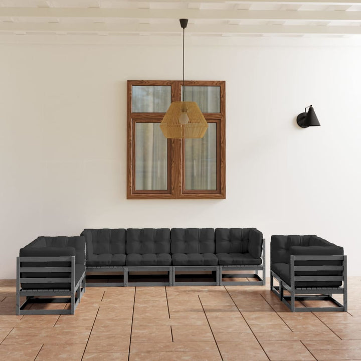 Vixl Set Mobilier De Grădină Cu Perne, 8 Piese, Lemn Masiv De Pin