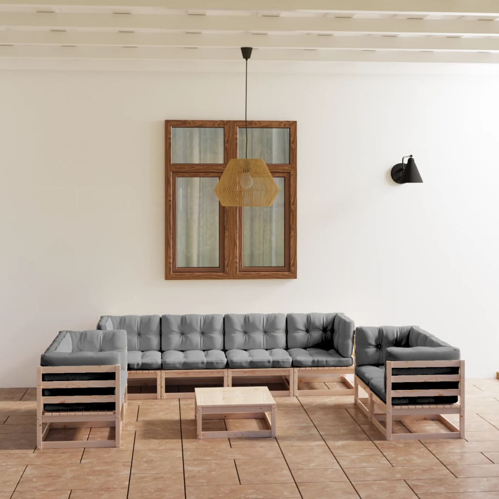 Set Mobilier De Grădină, 9 Piese, , Lemn Masiv De Pin