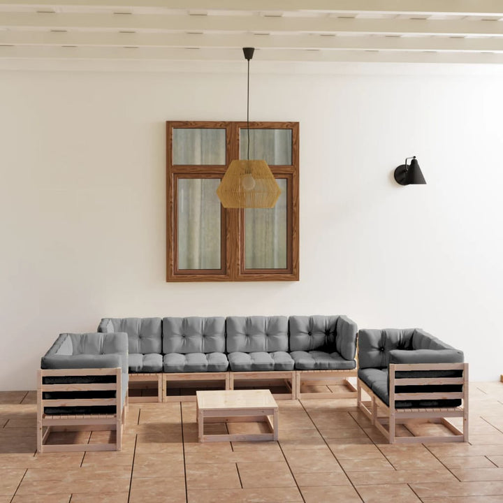 Set Mobilier De Grădină, 9 Piese, , Lemn Masiv De Pin