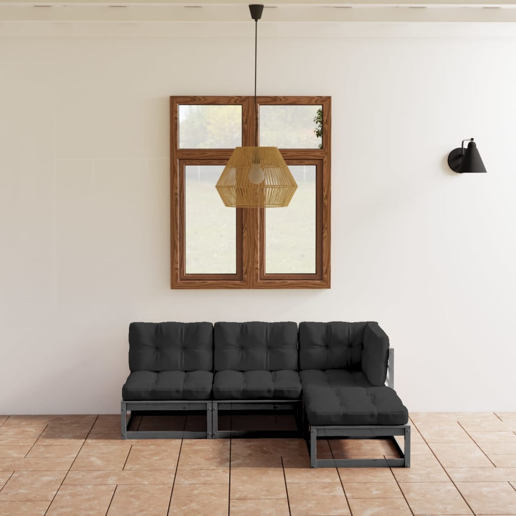 Set Mobilier De Grădină, 4 Piese, , Lemn Masiv De Pin