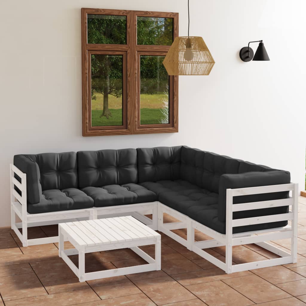 Set Mobilier De Grădină Cu Perne, 6 Piese, Lemn Masiv Pin