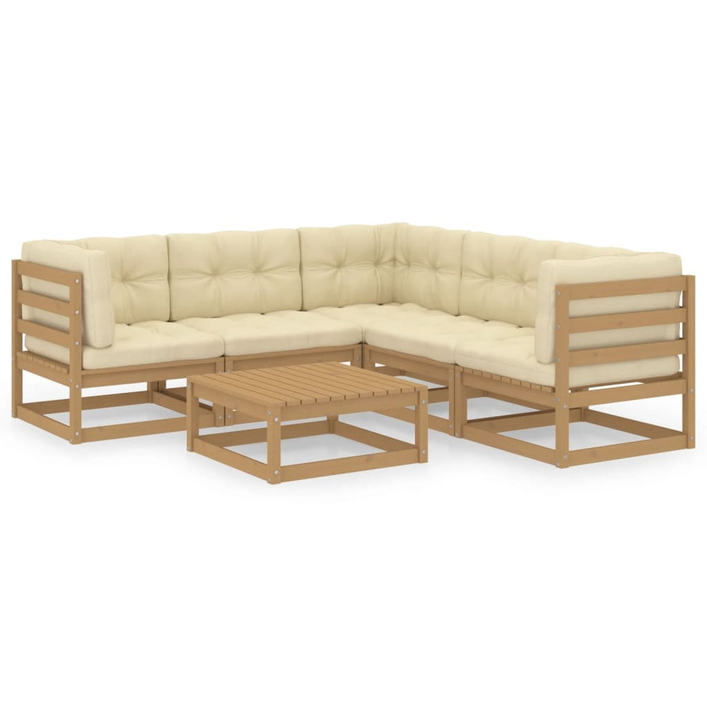 Set Mobilier De Grădină Cu Perne, 6 Piese, Lemn Masiv Pin