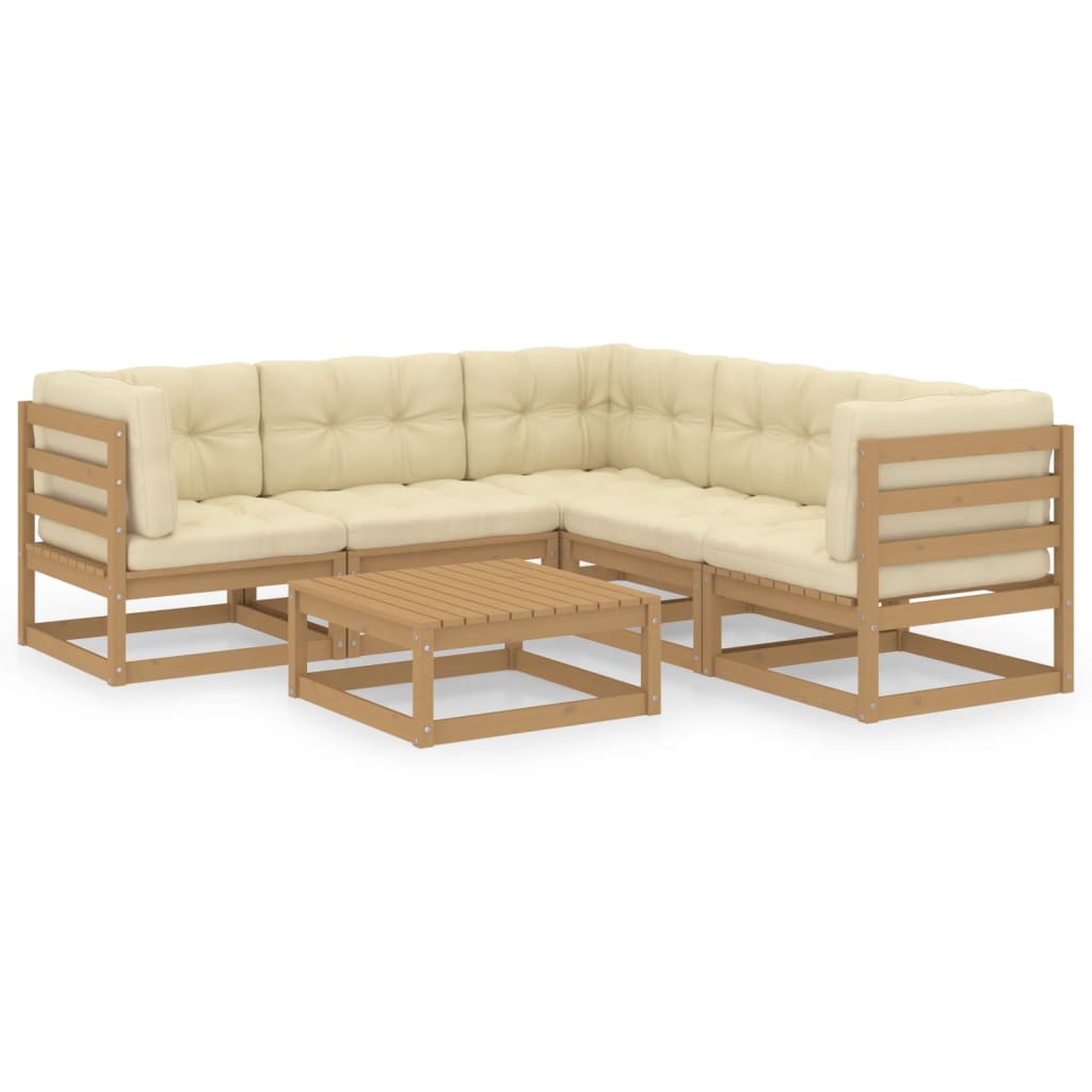 Set Mobilier De Grădină Cu Perne, 6 Piese, Lemn Masiv Pin