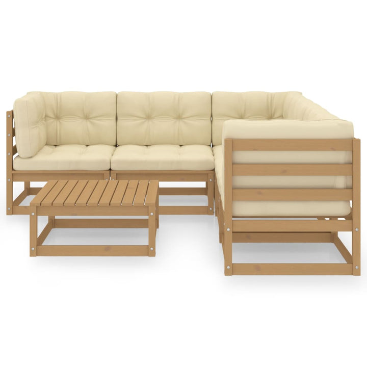 Set Mobilier De Grădină Cu Perne, 6 Piese, Lemn Masiv Pin