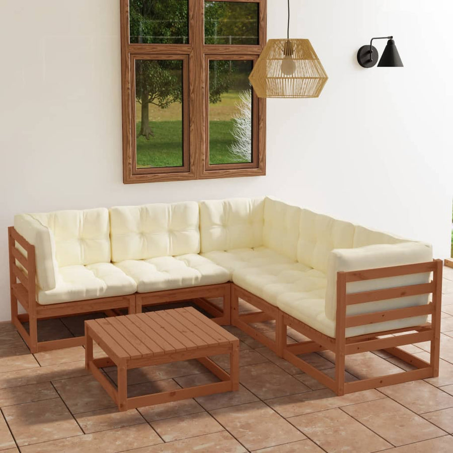 Set Mobilier De Grădină Cu Perne, 6 Piese, Lemn Masiv Pin