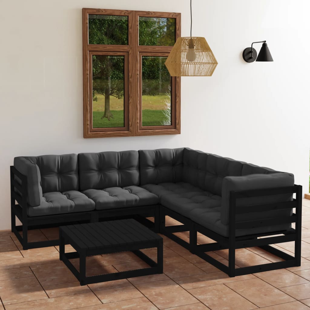 Set Mobilier De Grădină Cu Perne, 6 Piese, Lemn Masiv Pin