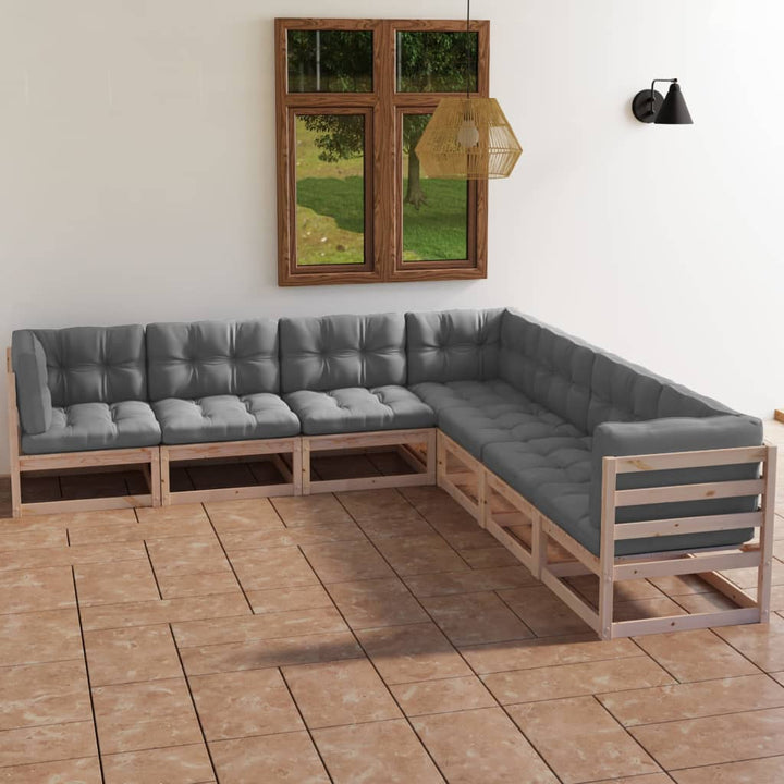 Set Mobilier De Grădină Cu Perne, 7 Piese, Lemn Masiv De Pin