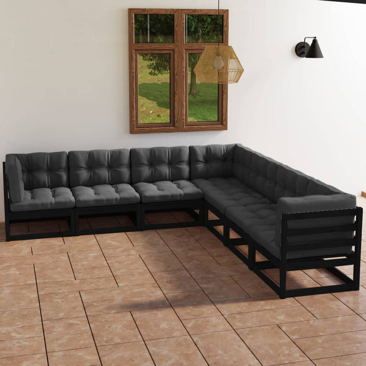 Set Mobilier De Grădină Cu Perne, 7 Piese, Lemn Masiv De Pin