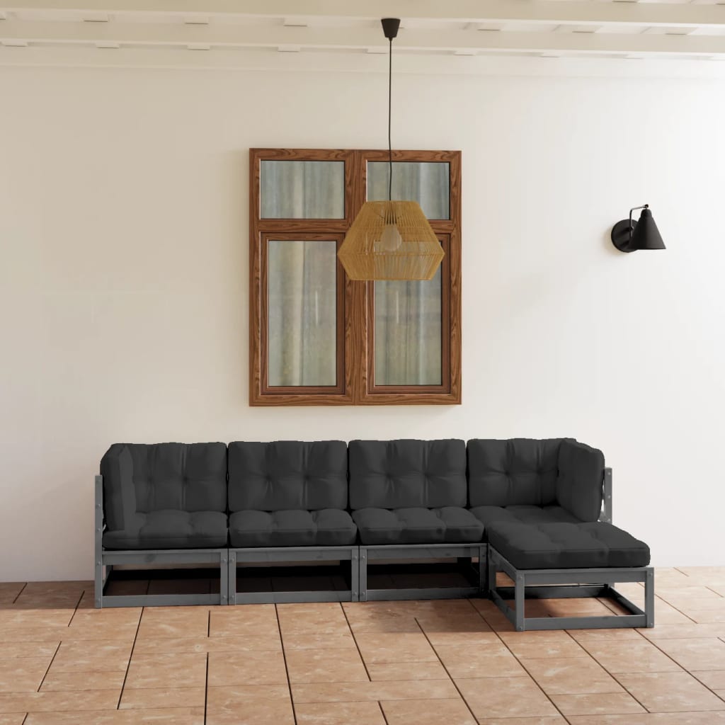 Set Mobilier De Grădină, 5 Piese, , Lemn Masiv De Pin