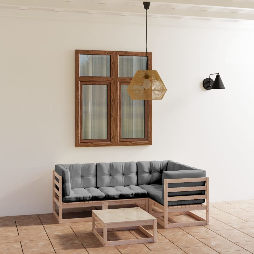 Set Mobilier De Grădină, 5 Piese, Lemn Masiv De Pin