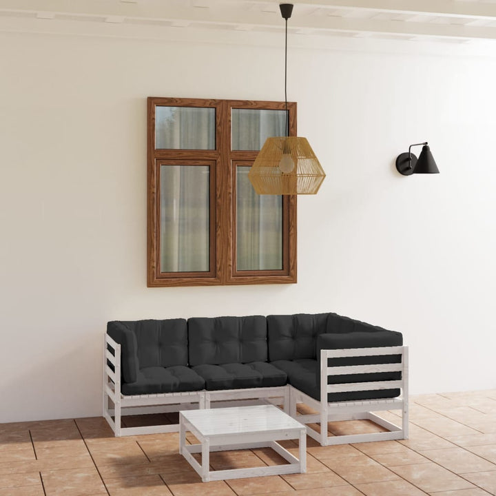 Set Mobilier De Grădină, 5 Piese, Lemn Masiv De Pin