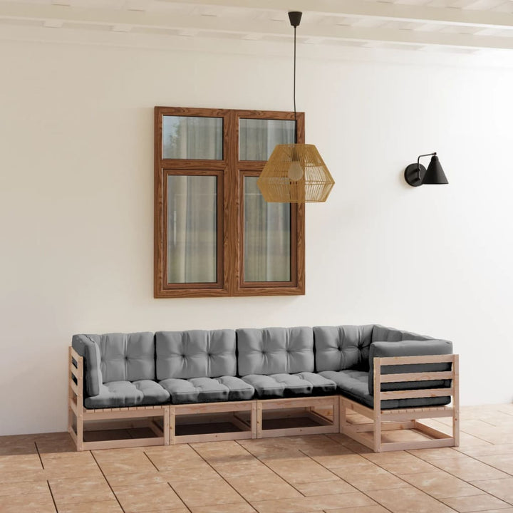 Vixl Set Mobilier De Grădină Cu Perne, 5 Piese, Lemn Masiv De Pin