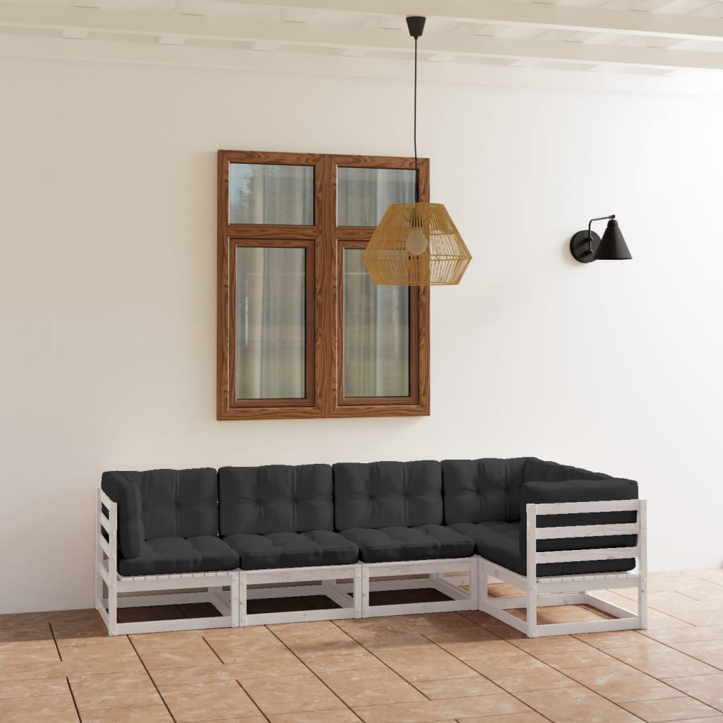 Vixl Set Mobilier De Grădină Cu Perne, 5 Piese, Lemn Masiv De Pin
