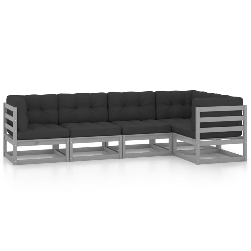 Vixl Set Mobilier De Grădină Cu Perne, 5 Piese, Lemn Masiv De Pin
