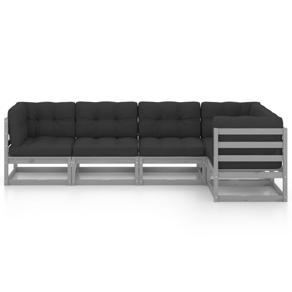 Vixl Set Mobilier De Grădină Cu Perne, 5 Piese, Lemn Masiv De Pin