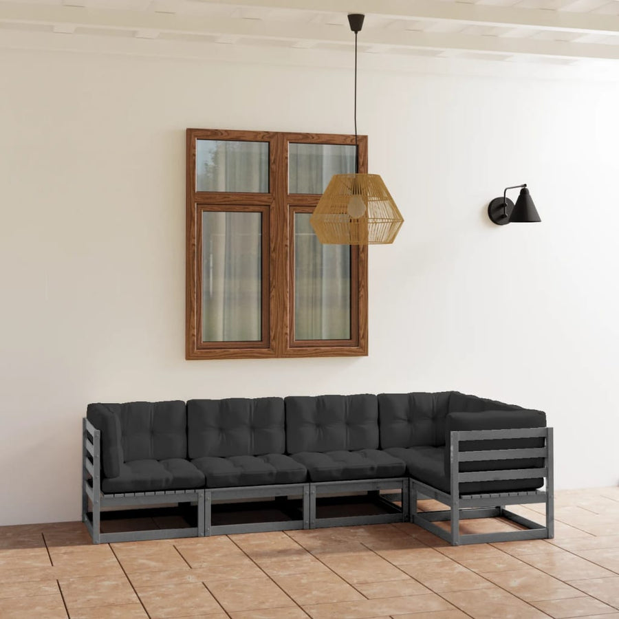 Vixl Set Mobilier De Grădină Cu Perne, 5 Piese, Lemn Masiv De Pin