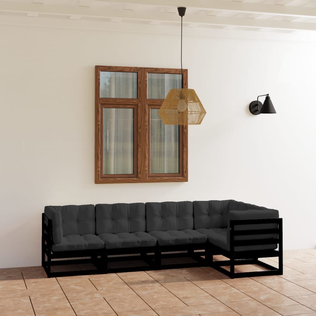 Vixl Set Mobilier De Grădină Cu Perne, 5 Piese, Lemn Masiv De Pin