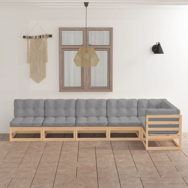 Vixl Set Mobilier Grădină Cu Perne, 6 Piese, Lemn Masiv Pin