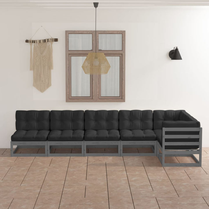 Vixl Set Mobilier Grădină Cu Perne, 6 Piese, Lemn Masiv Pin