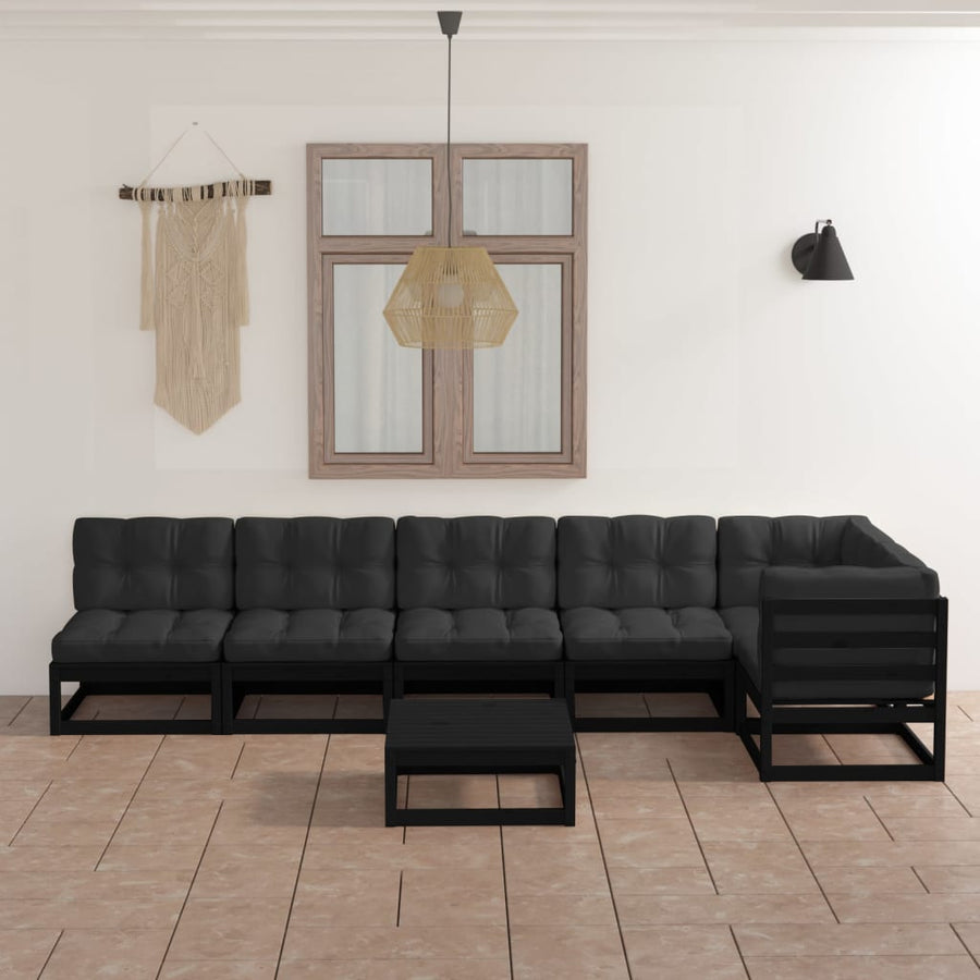 Vixl Set Mobilier Grădină Cu Perne, 7 Piese, Lemn Masiv Pin