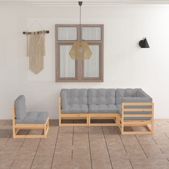 Vixl Set Mobilier De Grădină Cu Perne, 5 Piese, Lemn Masiv De Pin
