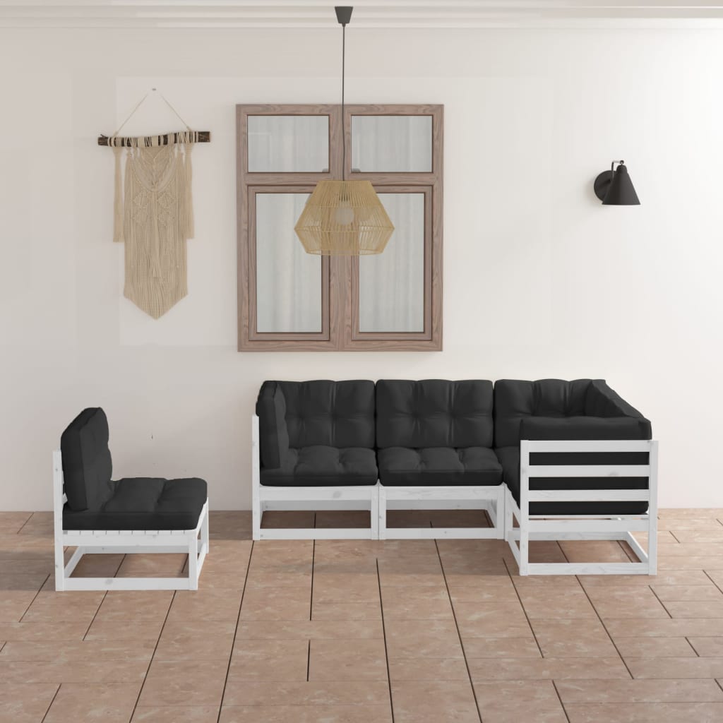 Vixl Set Mobilier De Grădină Cu Perne, 5 Piese, Lemn Masiv De Pin