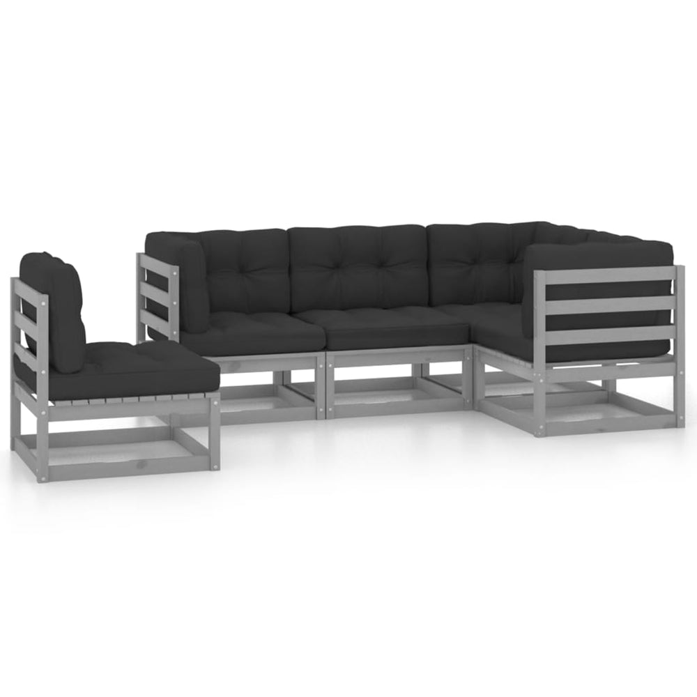 Vixl Set Mobilier De Grădină Cu Perne, 5 Piese, Lemn Masiv De Pin