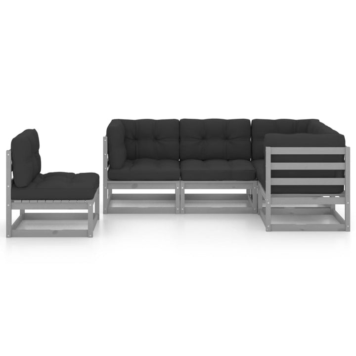 Vixl Set Mobilier De Grădină Cu Perne, 5 Piese, Lemn Masiv De Pin