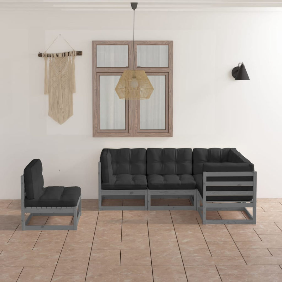 Vixl Set Mobilier De Grădină Cu Perne, 5 Piese, Lemn Masiv De Pin