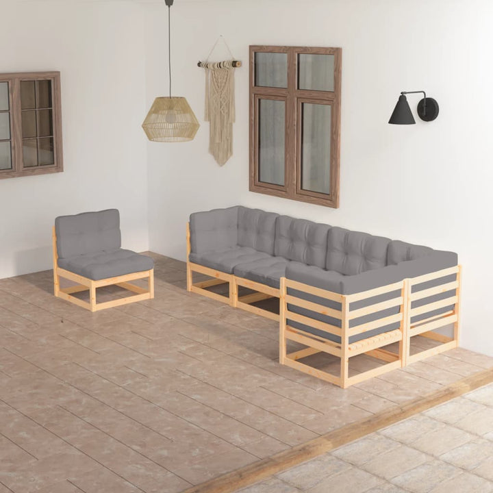 Vixl Set Mobilier Grădină Cu Perne, 6 Piese, Lemn Masiv Pin