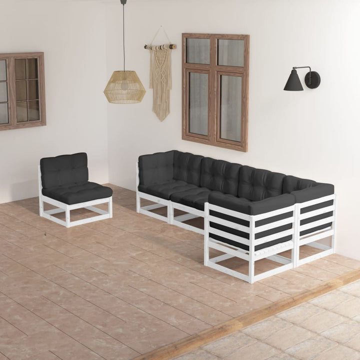 Vixl Set Mobilier Grădină Cu Perne, 6 Piese, Lemn Masiv Pin