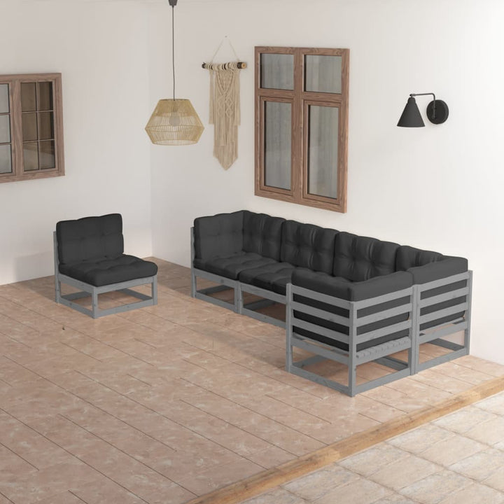 Vixl Set Mobilier Grădină Cu Perne, 6 Piese, Lemn Masiv Pin