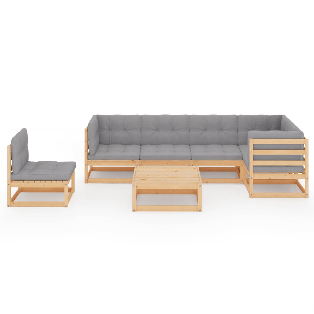 Vixl Set Mobilier De Grădină Cu Perne, 7 Piese, Lemn Masiv De Pin
