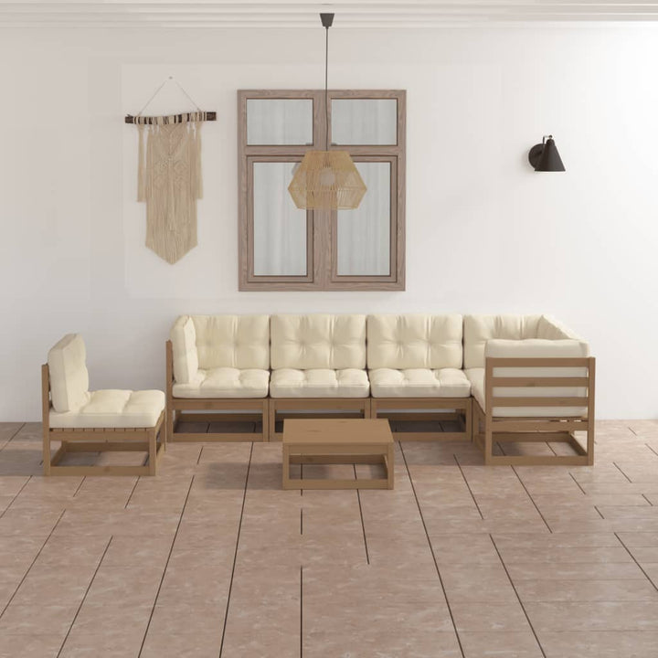 Vixl Set Mobilier De Grădină Cu Perne, 7 Piese, Lemn Masiv De Pin