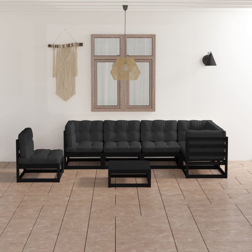 Vixl Set Mobilier De Grădină Cu Perne, 7 Piese, Lemn Masiv De Pin