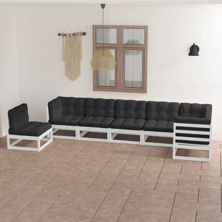 Vixl Set Mobilier De Grădină Cu Perne, 7 Piese, Lemn Masiv De Pin