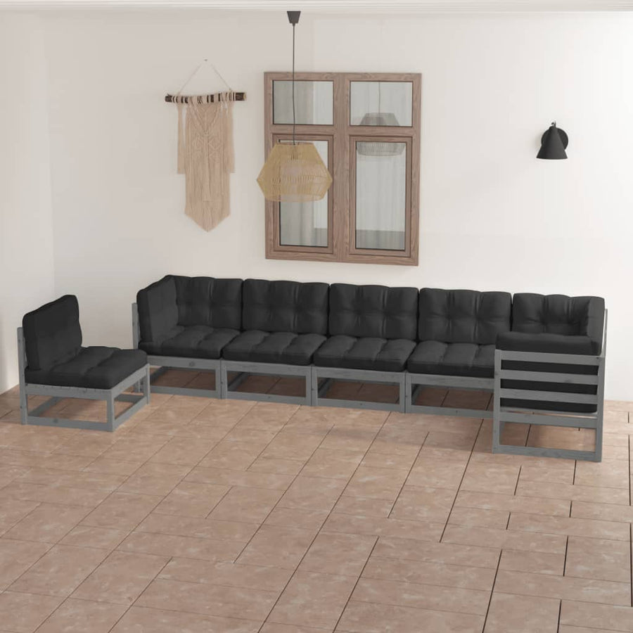 Vixl Set Mobilier De Grădină Cu Perne, 7 Piese, Lemn Masiv De Pin