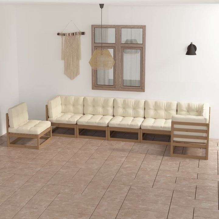 Vixl Set Mobilier De Grădină Cu Perne, 7 Piese, Lemn Masiv De Pin