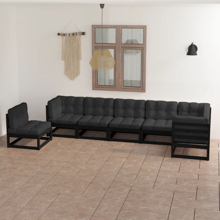 Vixl Set Mobilier De Grădină Cu Perne, 7 Piese, Lemn Masiv De Pin