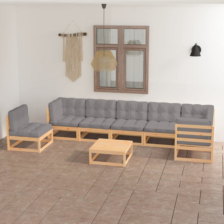 Vixl Set Mobilier De Grădină Cu Perne, 8 Piese, Lemn Masiv Pin