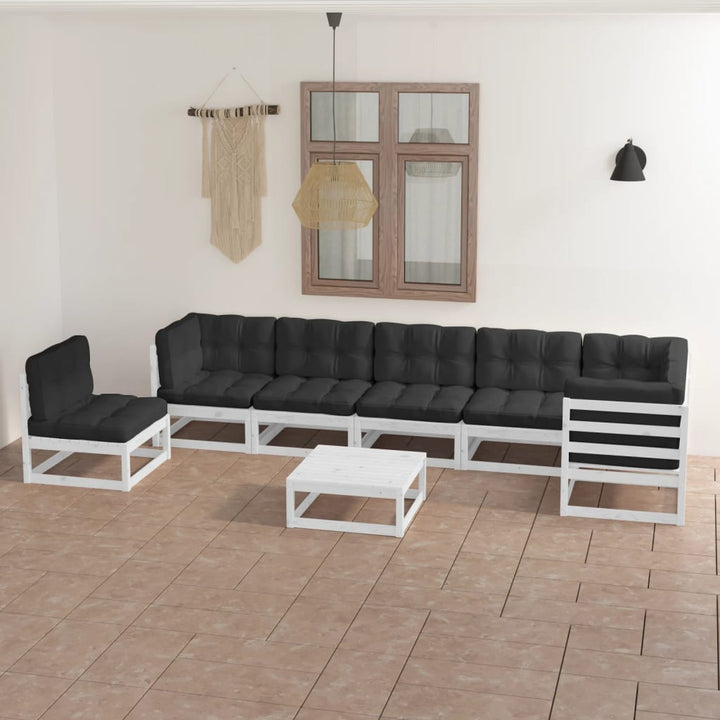 Vixl Set Mobilier De Grădină Cu Perne, 8 Piese, Lemn Masiv Pin
