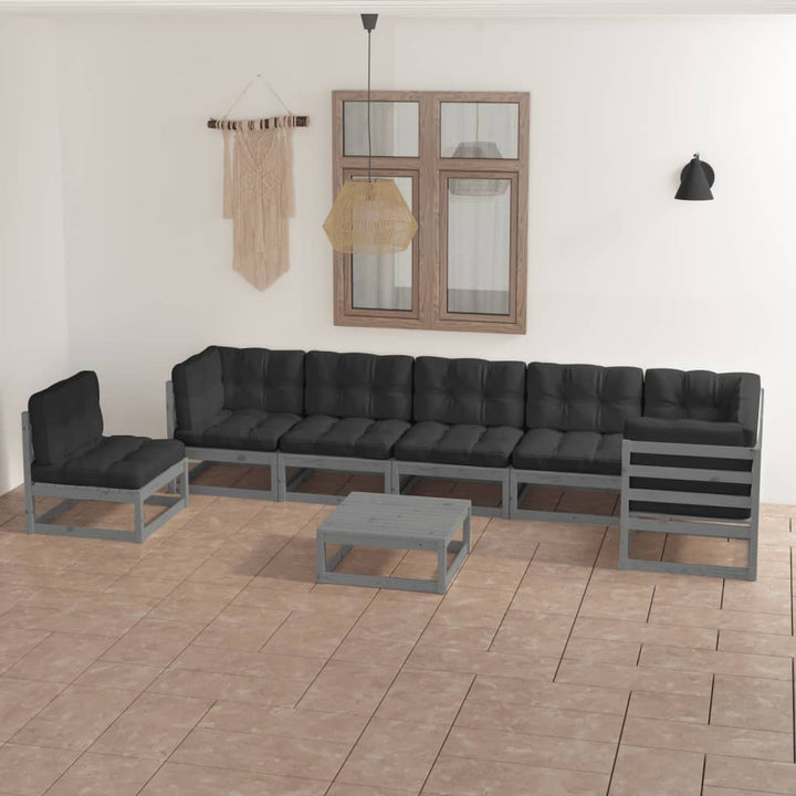Vixl Set Mobilier De Grădină Cu Perne, 8 Piese, Lemn Masiv Pin