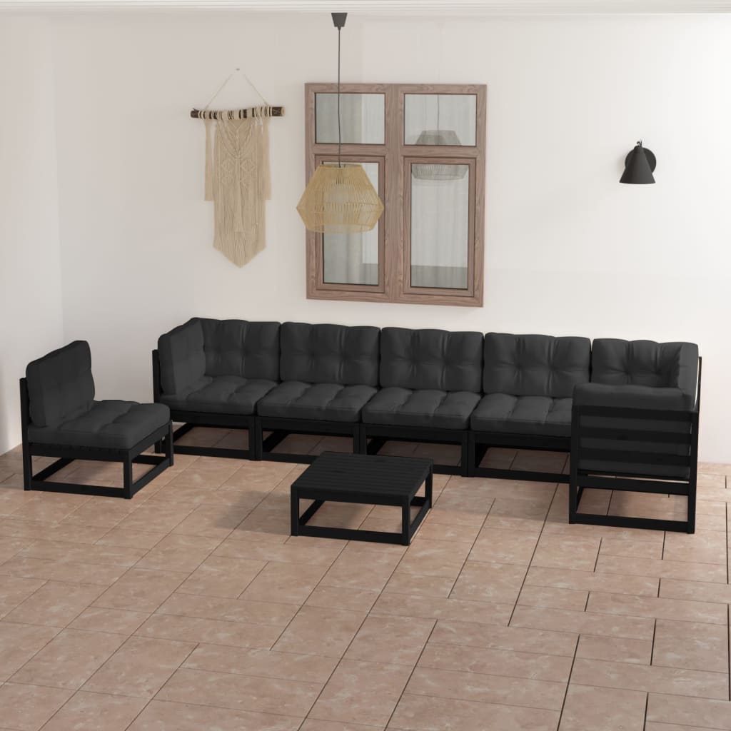 Vixl Set Mobilier De Grădină Cu Perne, 8 Piese, Lemn Masiv Pin